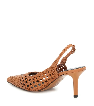 Shop Souliers Martinez Badajoz Woven Leather Slingback Pumps In Brown