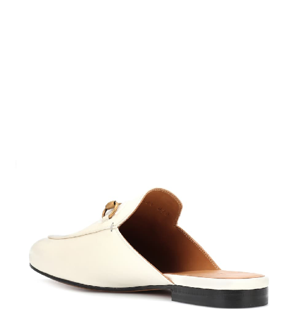 Gucci Princetown Horsebit-detailed Leather Slippers In White Leather ...