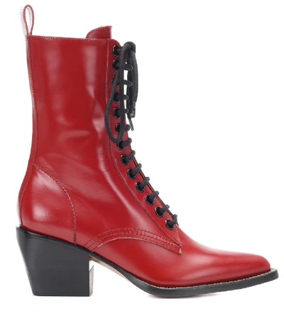 Shop Chloé Rylee Medium Leather Ankle Boots In Red