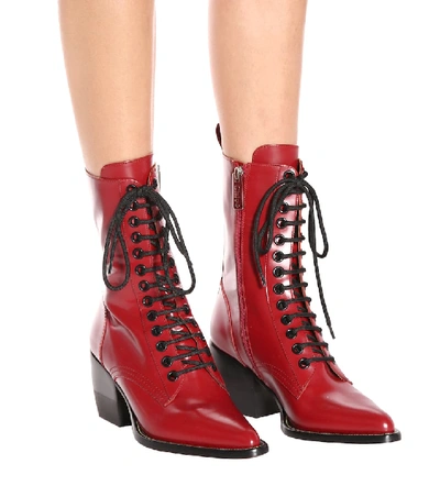 Shop Chloé Rylee Medium Leather Ankle Boots In Red