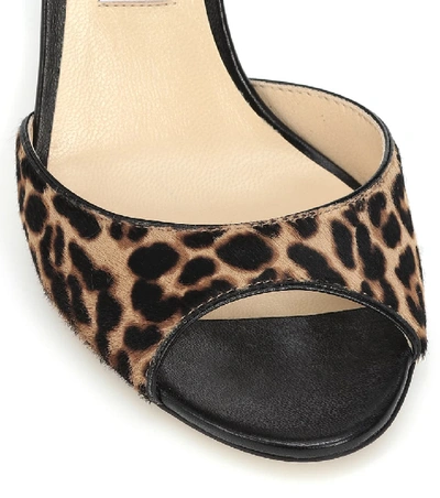 Shop Jimmy Choo Emsy 100 Leopard-print Calf-hair Sandals In Brown