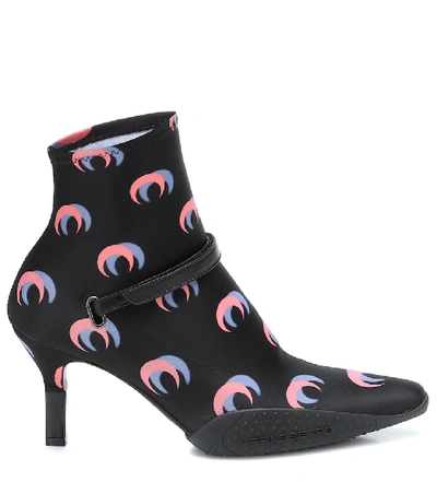 Shop Marine Serre Printed Stretch-jersey Ankle Boots In Black