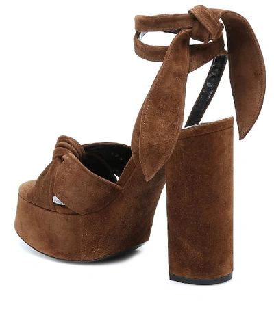 Shop Saint Laurent Bianca 125 Suede Platform Sandals In Brown