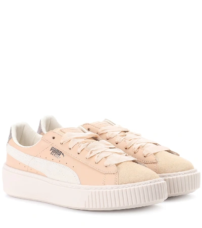 Shop Puma Platform Leather Sneakers In Pink