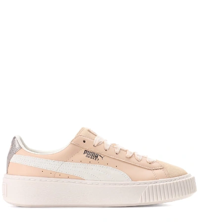 Shop Puma Platform Leather Sneakers In Pink