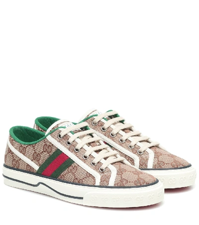 Shop Gucci Tennis 1977 Canvas Sneakers In Beige