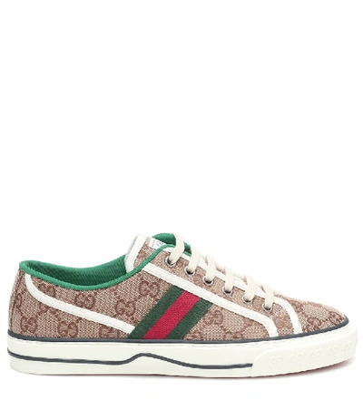 Shop Gucci Tennis 1977 Canvas Sneakers In Beige