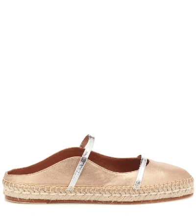 Shop Malone Souliers Sienna Leather Espadrilles In Metallic