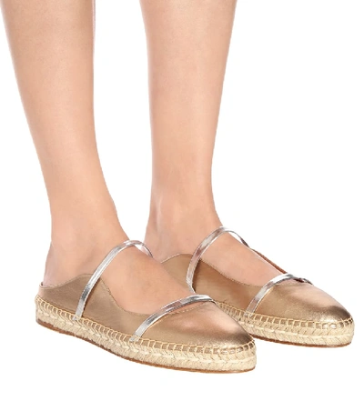 Shop Malone Souliers Sienna Leather Espadrilles In Metallic