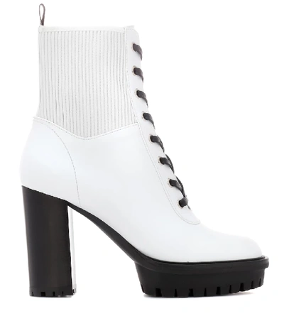 Shop Gianvito Rossi Martis 100 Leather Ankle Boots In White