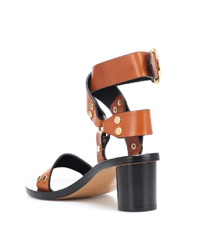 Shop Isabel Marant Jeyka Embellished Leather Sandals In Brown
