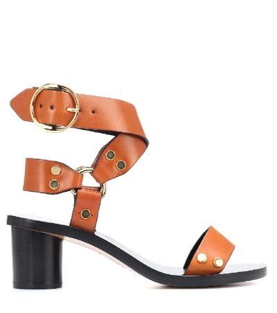 Shop Isabel Marant Jeyka Embellished Leather Sandals In Brown
