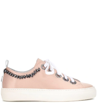 Shop N°21 Embellished Leather Sneakers In Pink