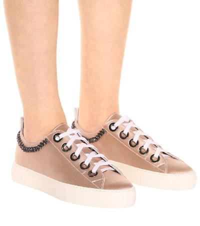Shop N°21 Embellished Leather Sneakers In Pink