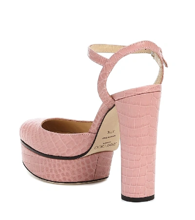 Shop Jimmy Choo Maple 125 Leather Platform Pumps In Pink