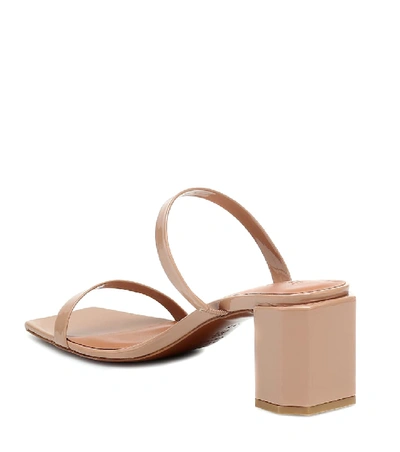 Shop By Far Tanya Patent Leather Sandals In Beige