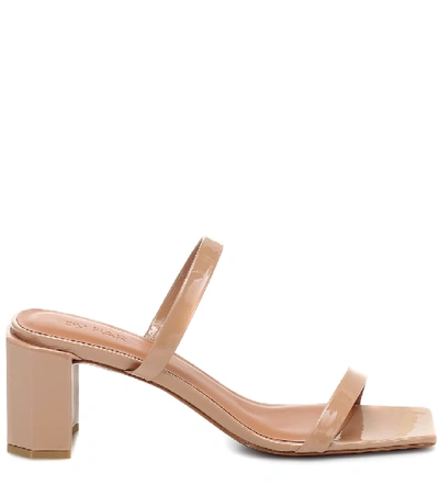 Shop By Far Tanya Patent Leather Sandals In Beige
