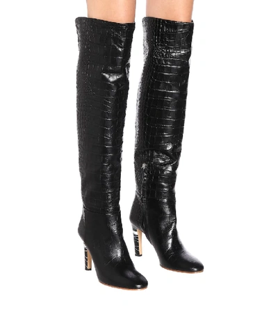 Shop Gabriela Hearst Linda Embossed Leather Boots In Black