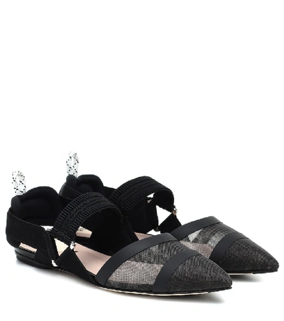 Shop Fendi Colibrì Mesh Slingback Ballet Flats In Black