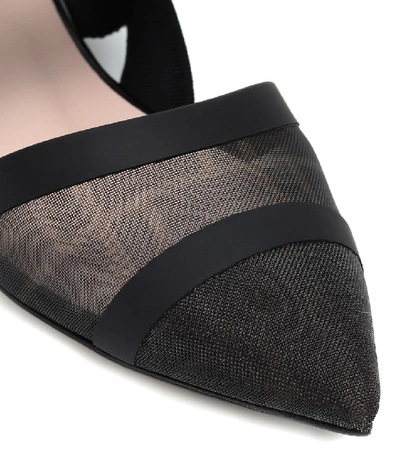 Shop Fendi Colibrì Mesh Slingback Ballet Flats In Black