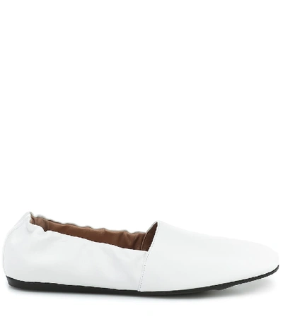Shop Marni Leather Ballet Flats In White