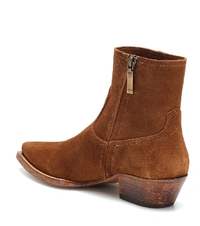 Shop Saint Laurent Lukas 40 Suede Ankle Boots In Brown