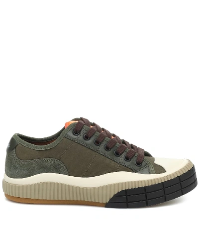 Shop Chloé Clint Leather-trimmed Sneakers In Green