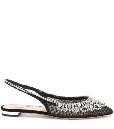 Shop Aquazzura Marahani Mesh Ballet Flats In Black