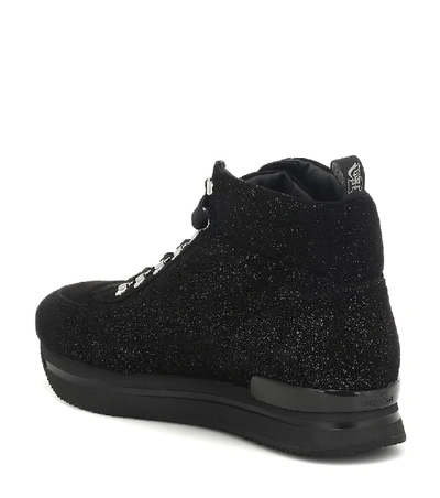 Shop Hogan H222 Metallic High-top Sneakers In Black