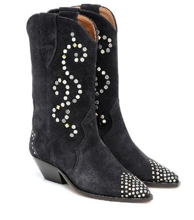 Shop Isabel Marant Duerto Suede Ankle Boots In Black