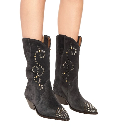 Shop Isabel Marant Duerto Suede Ankle Boots In Black