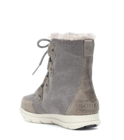 Shop Sorel Explorer Joan Suede Boots In Grey