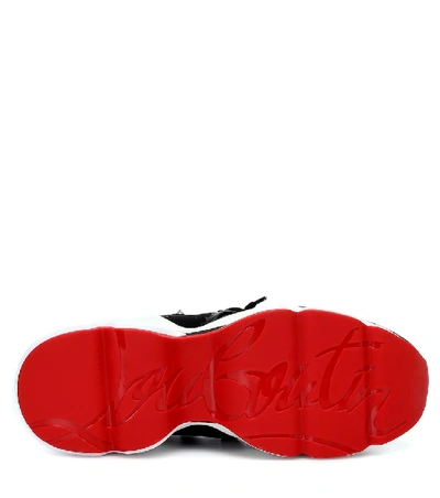 Shop Christian Louboutin Red Runner Neoprene Sneakers In Black