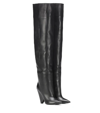 Shop Saint Laurent Niki 105 Leather Boots In Black