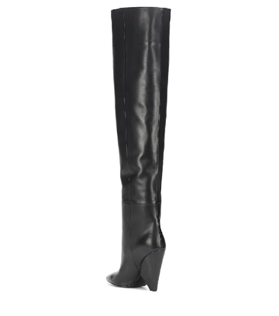 Shop Saint Laurent Niki 105 Leather Boots In Black