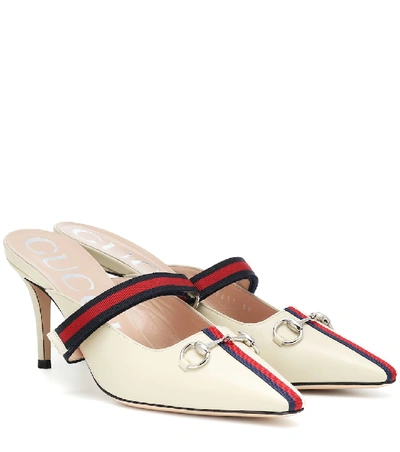 Shop Gucci Emma Leather Mules In White