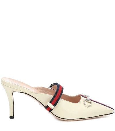 Shop Gucci Emma Leather Mules In White