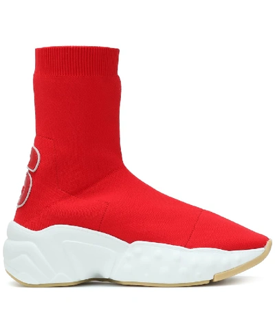 Shop Acne Studios Sock Sneakers In Red