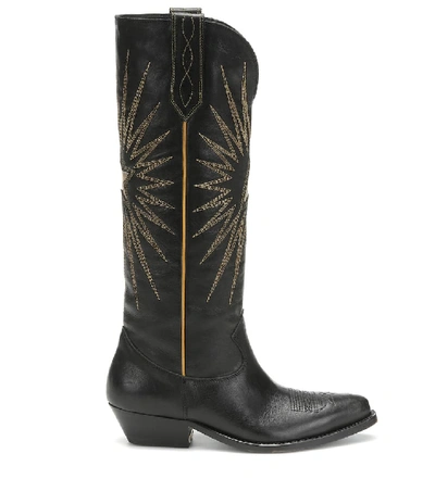 Shop Golden Goose Wish Star Leather Knee-high Boots In Black