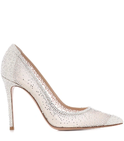 Shop Gianvito Rossi Rania Crystal-embellished Pumps In White
