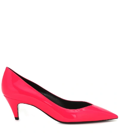 Shop Saint Laurent Kiki 55 Patent-leather Pumps In Pink