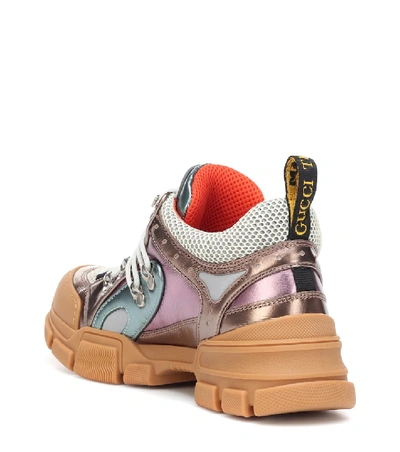 Shop Gucci Flashtrek Leather Sneakers In Multicoloured