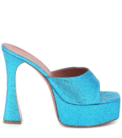 Shop Amina Muaddi Exclusive To Mytheresa – Dalida Glitter Platform Sandals In Blue