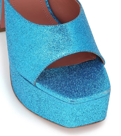 Shop Amina Muaddi Exclusive To Mytheresa – Dalida Glitter Platform Sandals In Blue