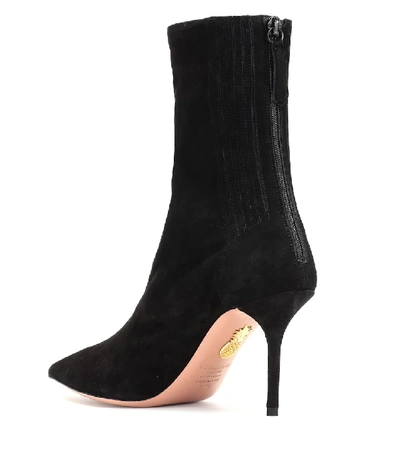 Shop Aquazzura Saint Honoré 85 Suede Ankle Boots In Black