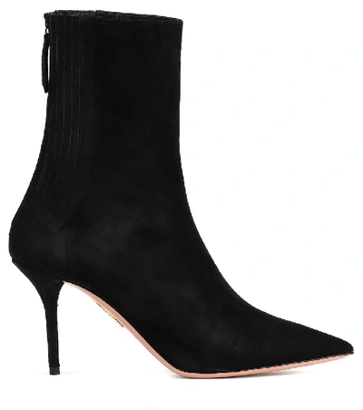 Shop Aquazzura Saint Honoré 85 Suede Ankle Boots In Black