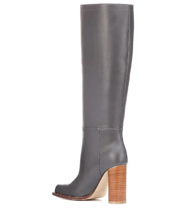 Shop Marni Leather Knee-high Boots In Grey