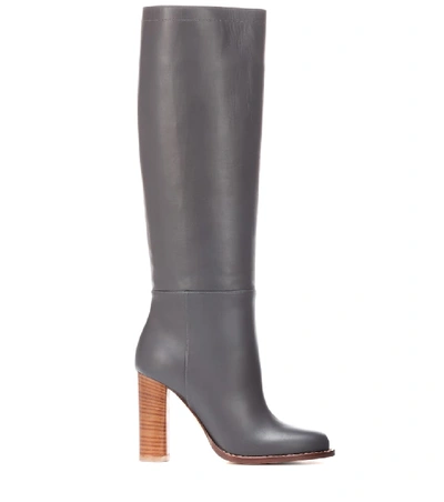 Shop Marni Leather Knee-high Boots In Grey