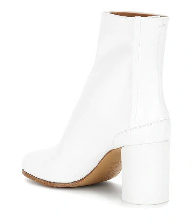 Shop Maison Margiela Tabi Leather Ankle Boots In White