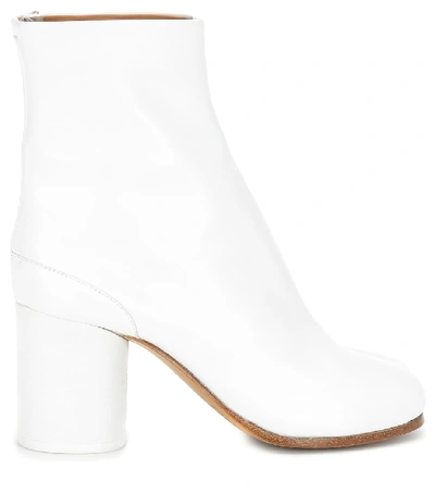 Shop Maison Margiela Tabi Leather Ankle Boots In White